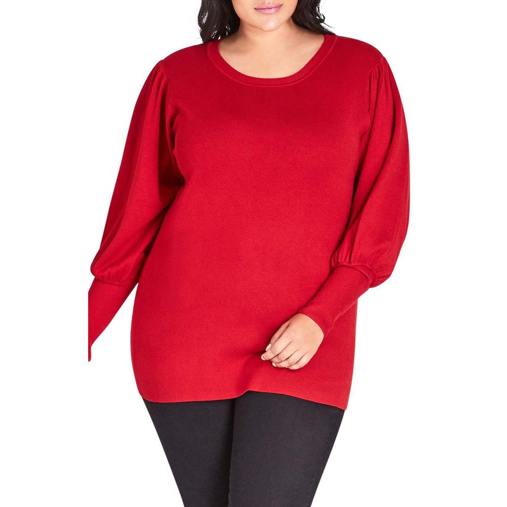 City Chic Plus Balloon-Sleeve Sweater, Size  22W-24W/XL/power red